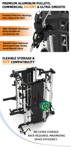 Appareil de musculation multifonctionnel professionnel tout-en-un avec montants en acier 75x75mm, double pile de poids de 198kg, machine <span class=keywords><strong>Smith</strong></span> commerciale - Product Image 6