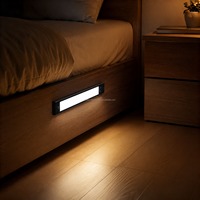 Barre lumineuse LED murale ultra-fine en aluminium noir 260 mm pour armoire/salle de bain, DC12V/DC5V, blanc ambre, à intensité variable, tactile