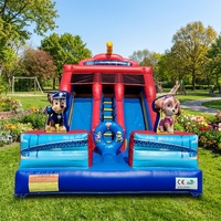 Toboggan gonflable commercial à double voie, château gonflable avec toboggan, toboggan gonflable en PVC EN14960
