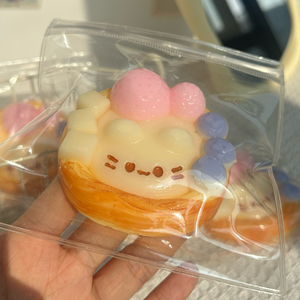 Kitten <b>Egg</b> Tart Squishy Water Feel Creamy Slime Texture Plastic Anti-Stress Sensory Cute Stress Relief Squeeze <b>Toy</b> - Product Image 3