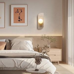 AB Wabi Sabi Stone, luminaire mural LED moderne, abat-jour en verre, 3000K blanc chaud, chambre/salon, couloir décoratif - Product Image 5