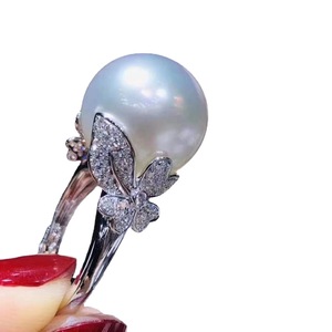 แหวนเงินแท้ S925 อุปกรณ์เสริมสำหรับทำเครื่องประดับ DIY พร้อมลูกปัดกลมขนาด 9-10 มม. รุ่น 10172 แหวนซ่อนไข่มุกสำหรับเครื่องประดับมุก - Product Image 5