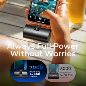 <span class=keywords><strong>Power</strong></span> <span class=keywords><strong>Bank</strong></span> Portatile LISEN con Batteria da 7000mAh e Display Digitale per Cellulari USB-C, Compatto e Veloce per il Pendolarismo Quotidiano - Product Image 2