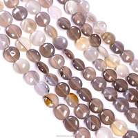 Perles plates rondes en pierres semi-précieuses, perles rondes ovales rouges jaunes en pierre naturelle pour colliers bracelets fabrication de bijoux DIY