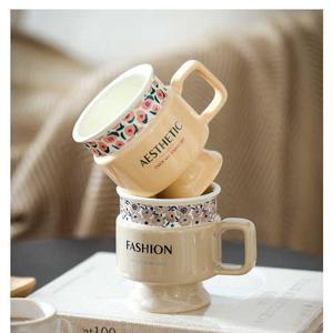 High Quality Custom Colorful Floral Design Eco-friendly Dishwasher & Microwave Safe Stoneware <b>Ceramic</b> Tall <b>Mug</b> - Product Image 2