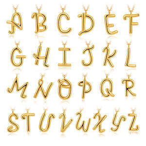 Meetyoo all'ingrosso 18K placcato in oro 26 alfabeto inglese collana semplice di alta qualità O-catena ciondolo impermeabile alla moda A-Z gioielli - Product Image 5