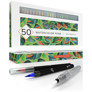 Ensemble de 50 stylos marqueurs à pointe pinceau pour peinture artistique et aquarelle avec logo personnalisé - Product Image 1