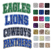 Patch brodé de sequins de haute qualité 3-10 pouces, lettres sportives personnalisées, appliques thermocollantes pour uniformes scolaires et de club