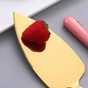 ไม้พายเค้กสีทองพร้อมด้ามจับเซรามิก สแตนเลสสตีล ไม่ติดกระทะ อุปกรณ์ทำขนมสำหรับตกแต่งและเสิร์ฟเค้ก - Product Image 1