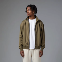 Veste zippée vintage américaine à col montant en molleton bouclette coupe ample pour hommes – Sweats à capuche et pulls