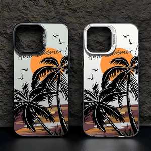 Étui rigide pour téléphone portable <span class=keywords><strong>Apple</strong></span> 11-16ProMax XS, dessin animé résistant aux chutes, créatif INS, coucher de soleil, cocotier, givré - Product Image 3