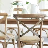 Chaise de salle à manger classique de style ferme traditionnelle en bois massif durable à dossier croisé pour la maison et les événements de banquet