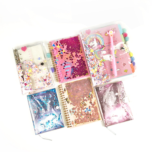 Cartoon Cute Girly Spiral Quicksand Sequin Pink <strong>Plastic</strong> <strong>Cover</strong> <strong>Notebook</strong> - Product Image 1