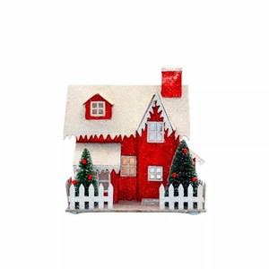 <strong>Christmas</strong> Style <strong>Village</strong> Building Design Glitter Paper <strong>House</strong> Ornament Light Festival Decorated Gift for Holiday Decorations - Product Image 4