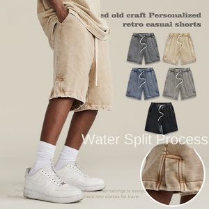 Shorts d'été décontractés en coton premium 350 g/m² pour hommes, avec design classique de luxe, taille élastique, pour usage quotidien - Product Image 3