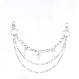 โซ่คาดเอวหลายชั้น โลหะรูปทรงเรขาคณิต ดีไซน์โบว์ฮิปฮอป สำหรับผู้หญิง กางเกงแฟชั่นลำลอง เครื่องประดับ - Product Image 5