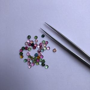 Piedra de turmalina múltiple Natural de 3mm, cabujones con parte posterior plana calibrados sueltos redondos lisos, proveedor de piedras preciosas a precio de mayorista - Product Image 2