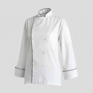 Abrigos de Chef de doble botonadura de tela de sarga de algodón/poliéster de Color personalizado Unisex para personal de limpieza de alta calidad personalizado - Product Image 2