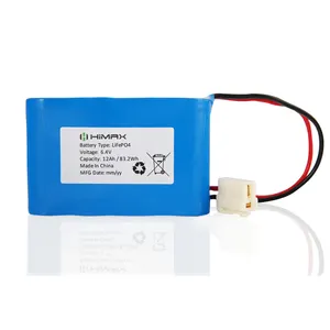 Customized Rechargeable Lithium 26650 Battery Pack 2S4P 6V 6.4V 12Ah Lifepo4 Battery