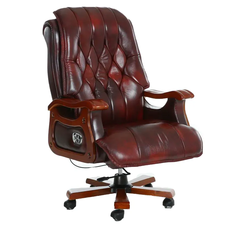 Grande de madera de lujo decoración cuero Presidente oficina líder silla