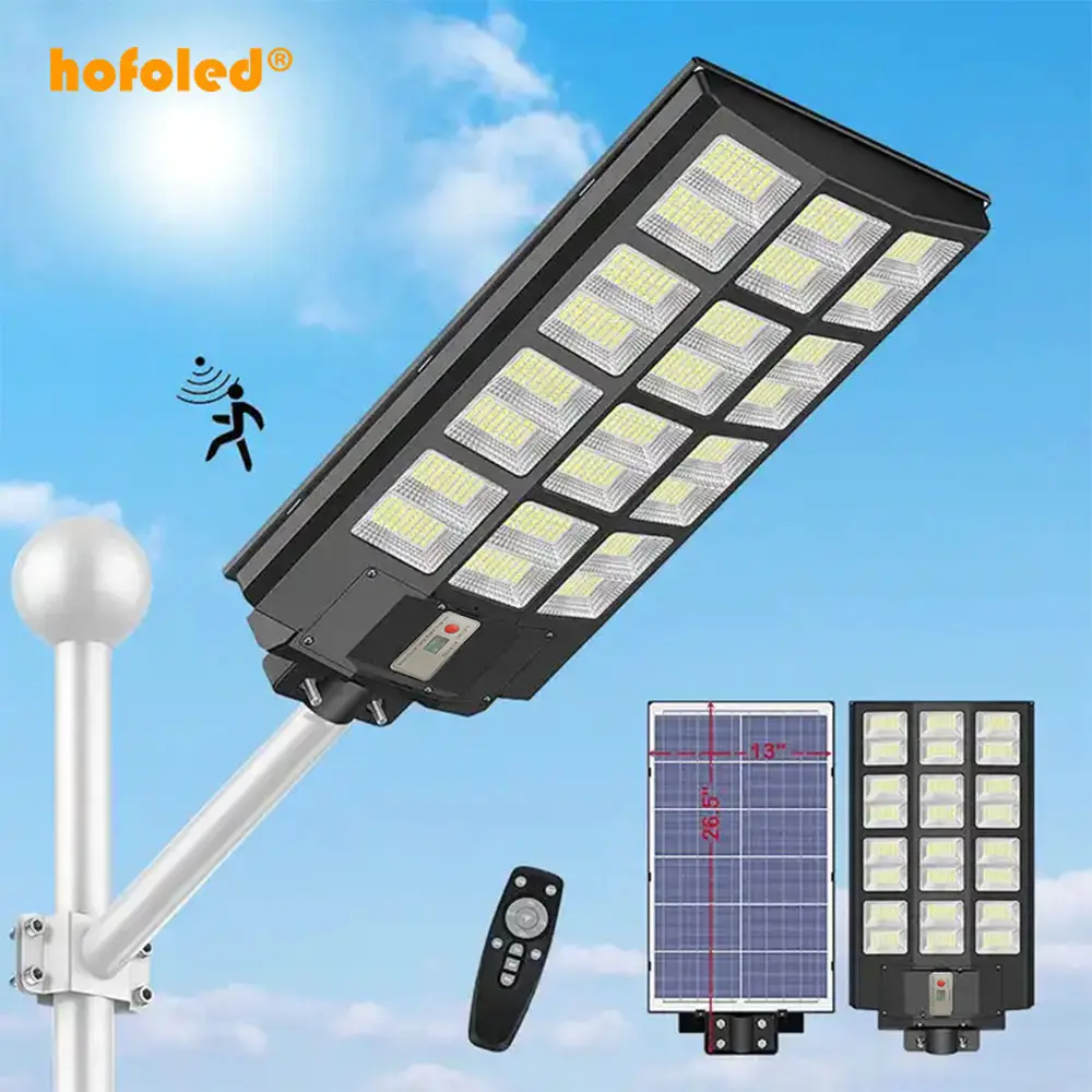 Hofoled 600W 900W 1000W 1200W 센서 태양 가로등 알루미늄 원격 제어 방수 태양 전원 태양 빛 야외