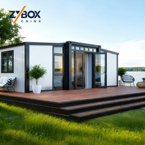 Casa Contenedor Expandible ZYBOX de 20 pies/40 pies, Cabaña de Playa, Casa de Lago, Terraza Frontal al Agua, Puerta Plegable de Vidrio, Casa Prefabricada para Vacaciones - Product Image 1