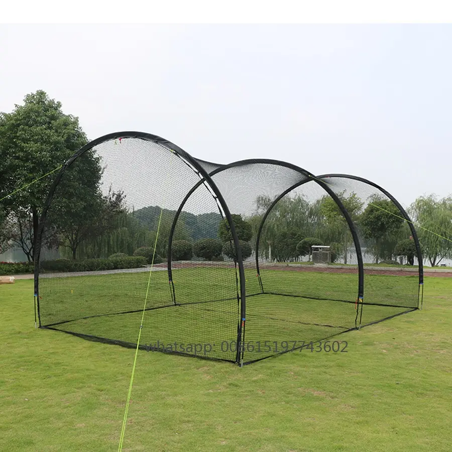Индивидуальные большие размеры, изогнутая форма, переносная сетка, бейсбольная клетка для тренировок на открытом воздухе