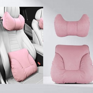 Cojín de cuello y asiento para coche de niña, estilo sencillo, de gamuza y terciopelo, relleno de algodón, con logo de marca de coche - Product Image 5