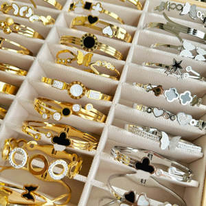Wholesale Stainless Steel Open <b>Bracelet</b> Jewelry Lucky Gold Four Leaf Clover Bangle <b>Cuff</b> <b>Bracelet</b> for Women and Girls - Product Image 4
