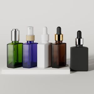 Bouteille d'huile à barbe en verre épais de couleur personnalisée givrée de 1 Oz 50ml 100ml d'huile essentielle carrée avec boîte d'emballage - Product Image 4