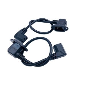 0.3m Black Left Angle C13 to Right Angle C14 Power Cord Low Profile for <strong>Computer</strong> case 18AWG - Product Image 1