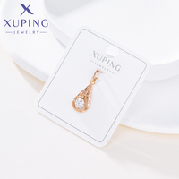 Pendentif Breloque Goutte d'Eau Gravé Vintage Plaqué Or avec Zircon Unique XUPING Bijoux 5915