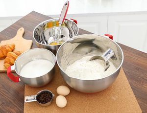Ensemble de bols mélangeurs en acier inoxydable poli, écologiques, avec couvercle et poignée, pour cuisine moderne et salades, en gros et en stock - Product Image 4