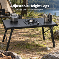 Table de camping pliante moderne en aluminium portable avec hauteur réglable, mobilier d'extérieur pour pique-nique, barbecue, cuisine, sac de transport