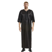 Ramadan musulman hommes rayures robe Abaya islamique Costume Satin Thobe personnalisé moyen-orient Jubba Thobe