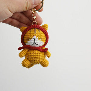 2025 Crocheted Cat Keychain Woven Doll Cute Anime Kitty <strong>Key</strong> <strong>Ring</strong> <strong>Bag</strong> Hanging Handmade Keychain Gift for Kids - Product Image 2