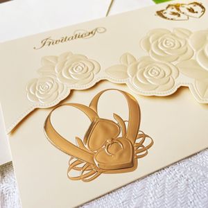 Invitaciones de boda de estilo europeo, invitaciones florales grandes con relieve dorado, tarjetas de felicitación y invitaciones personalizables - Product Image 5
