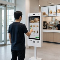 Kiosque de paiement tactile pour commande en libre-service avec écran numérique de 27 pouces et support au sol