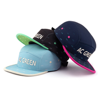 Casquette de camping à 5 panneaux à visière souple, avec applique découpée au laser et patch brodé, fabriquée sur mesure par RPET Aung Crown Factory