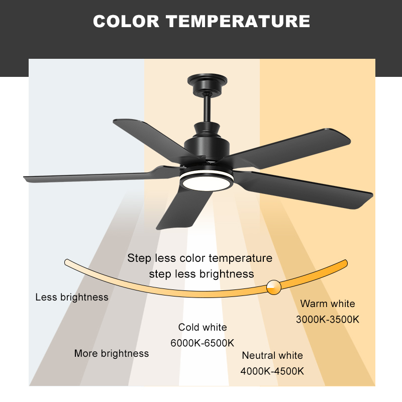 China Manufacturer 6 Speed Dimmable 22W 3 5 Blades Light Fixture Smart Ceiling Fan with Light for Bedroom