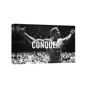 CONQUÉRIR Arnold Schwarzenegger peinture Art mural inspirant pour la décoration intérieure Impression motivationnelle sur toile et affiches cadeau