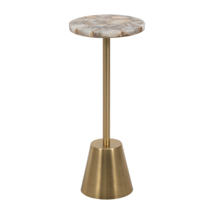 <b>Round</b> <b>Side</b> <b>Table</b> With Agate Top Metal Base For Small Space Decor - Product Image 1