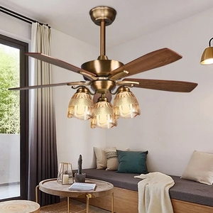 Lampes LED pour restaurant, plafonnier simple de style européen, avec lumière, ventilateur rétro de style campagnard, lustre - Product Image 1
