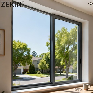 Fenêtre <span class=keywords><strong>coulissante</strong></span> <span class=keywords><strong>horizontale</strong></span> en aluminium ZEKIN, design moderne personnalisé, à rupture de pont thermique, résistante aux ouragans, avec vitrage à économie d'énergie - Product Image 1