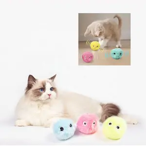 Cat Supplies Smart Cat Toys Plush Electronic Pet Catnip Toy Training Kitten Touch Sounding Squeak Toy Ball Interactive Cat Ball