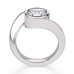 Conjunto de bisel de diamante cultivado en laboratorio de corte redondo Anillo de solitario de plata esterlina clásica-Aniversario Cumpleaños Nupcial y regalo de compromiso - Product Image 4