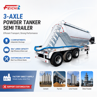FEICHI 38m³ Semi Trailer Tangki Bubuk Dengan Kompresor Udara Mesin Diesel untuk Material Bubuk Kering 3 As Roda Trailer Pengangkut Semen