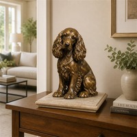 Sculpture réaliste de Cocker Spaniel en bronze, statue de chien réaliste, figurine d'animal en bronze coulé, décoration de jardin, patio, extérieur, objet de collection