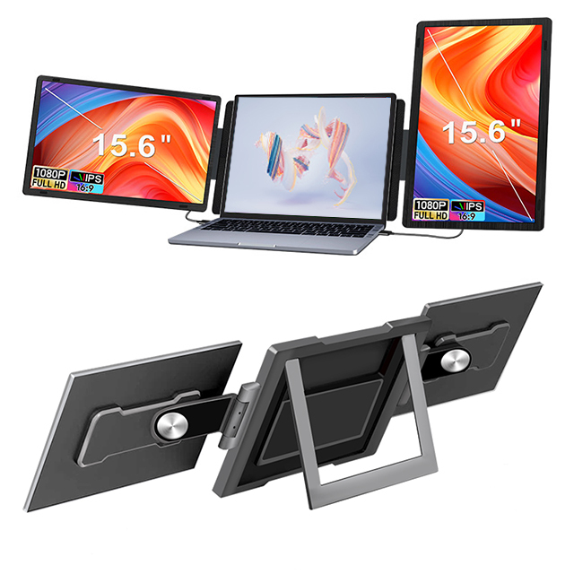 OEM Factory 14 Inch FHD IPS Rotate Dual Screen Display Triple LCD Portable Multi-Screen Laptop Extender Monitor