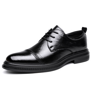 Chaussures habillées en cuir à lacets pour hommes, noires, formelles, pour mariage, affaires, taille adulte 1299 - Product Image 5
